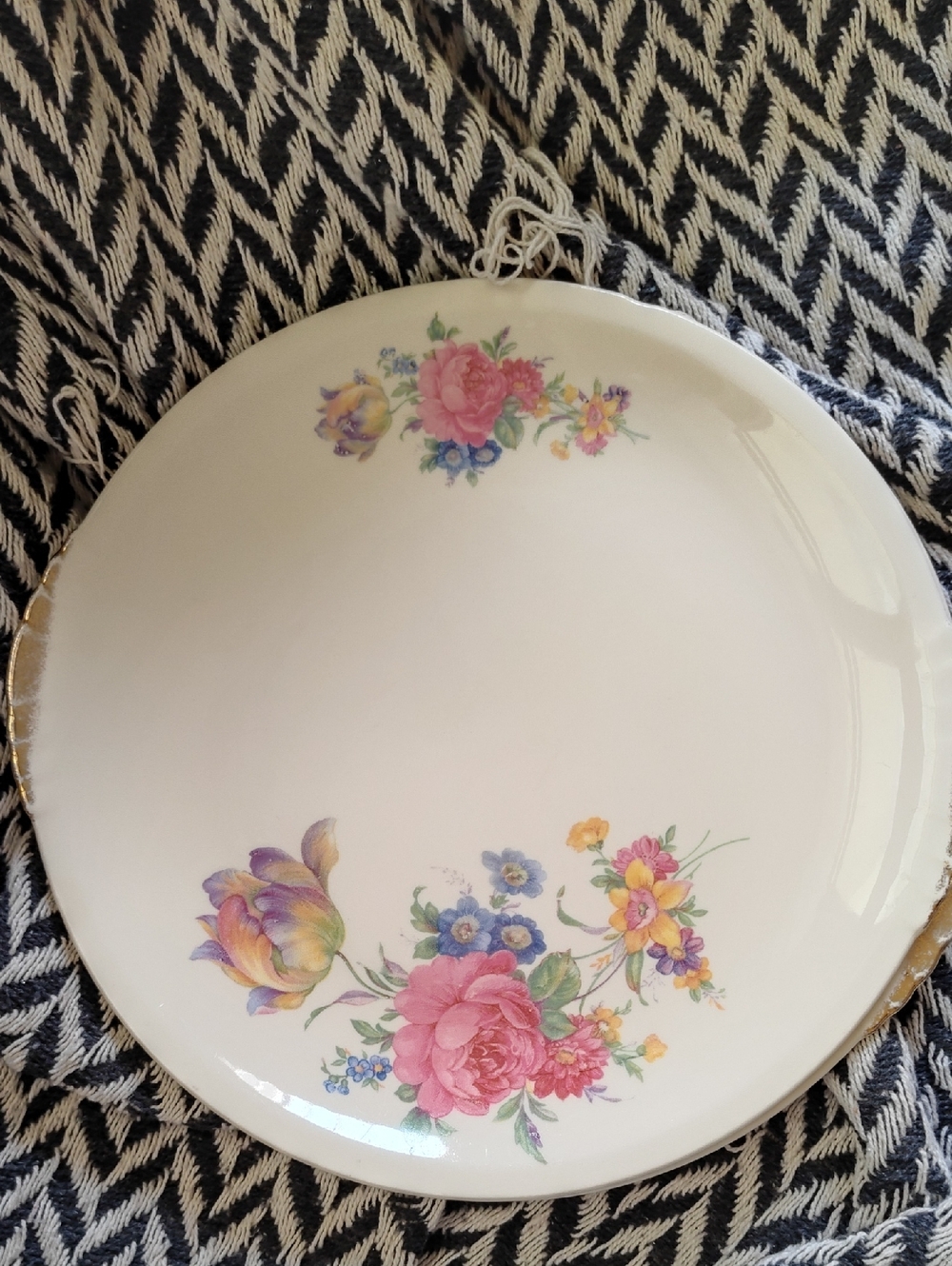 Vintage Peony Floral Porcelain Dinner Plate-Padan City Pottery U.S.A.
